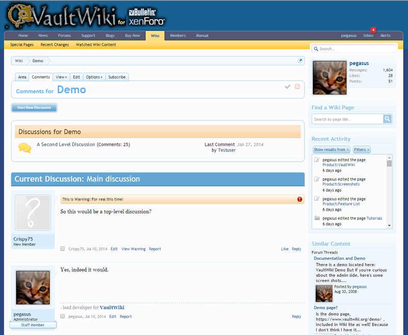 Leave comments on any wiki page, or start new threads under it. All using your forum's existing posting tools and post layouts.|thumb|left|180px|height=100px