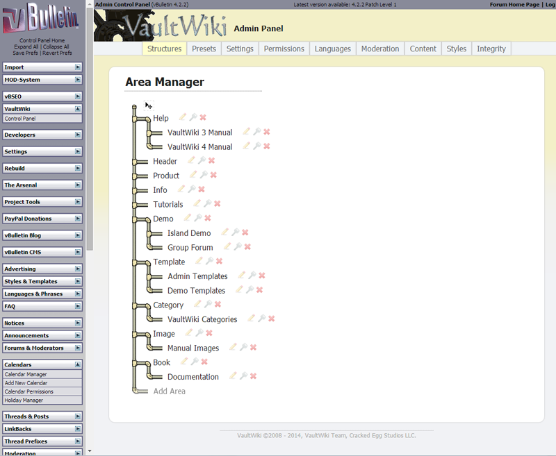 Manage the wiki structure visually via the wiki's admin interface.|thumb|left|180px|height=100px